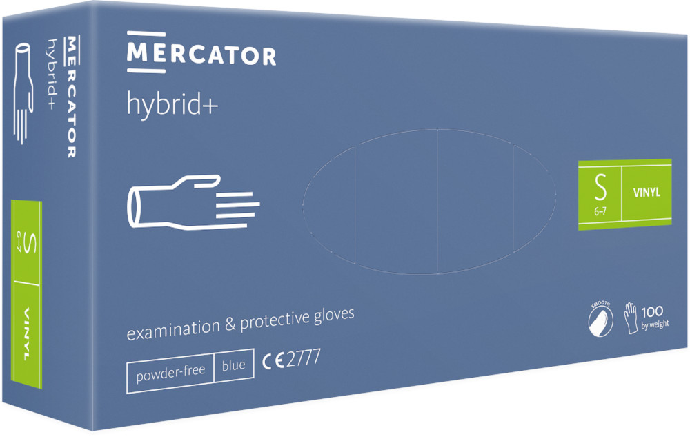 Mercator vinyl hybrid kevert kesztyű, púdermentes, KÉK (100db/doboz)